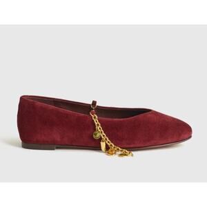 Madewell Women’s The Remy Chain-Strap Mary Jane Flats in Suede Sangria Size 9.5